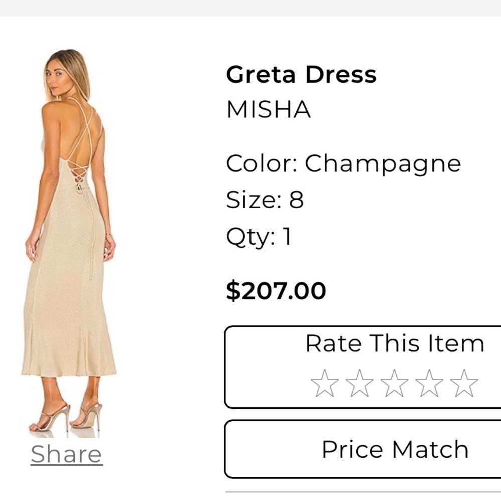 Misha Greta Dress Size 8